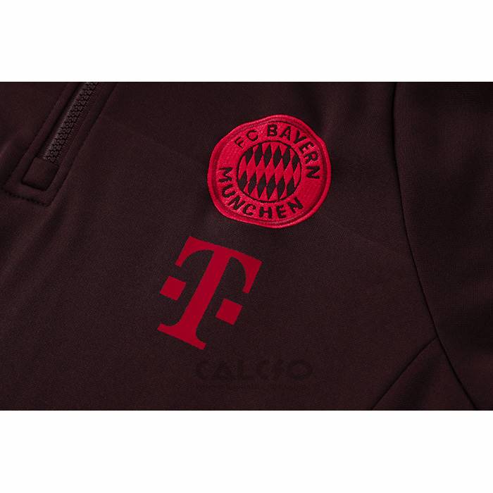 Tuta da Track di Felpa Bayern Monaco Bambino 2024-2025 Rosso Scuro